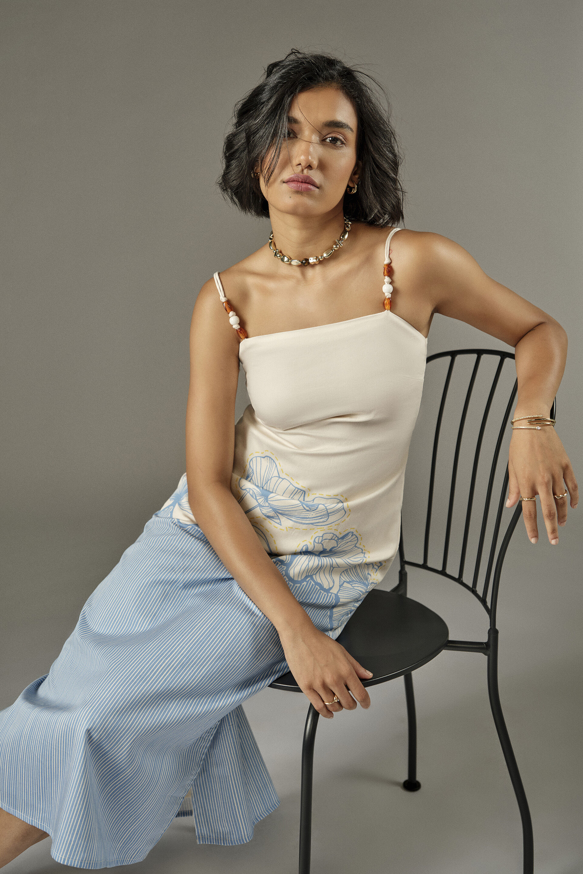 Strappy Summer Dress in Blue, Blue, image 2